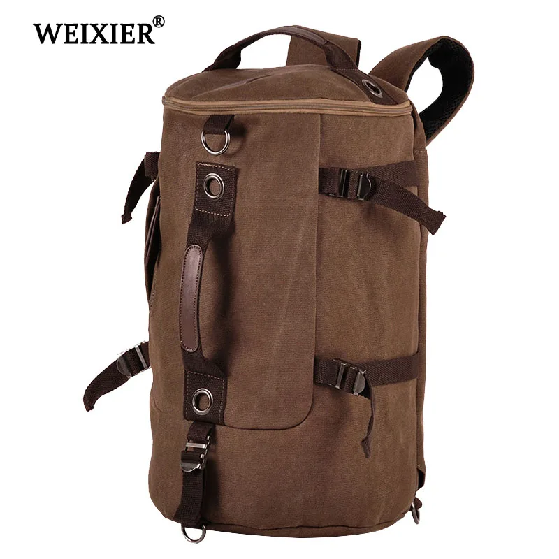 Travel Bags WEIXIER Canvas Men\'s Vintage Men Travel Luggage Weekend Bag Large Capacity Casual Big New Multifunction Travel Bag