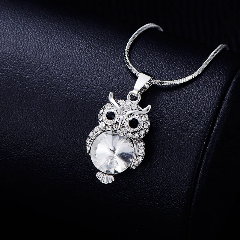 Gold Silver Color Chokers Necklaces For Women Accessories Fashion Jewelry Small Cute Owl Rhinestone Pendant Necklace Gift 2020