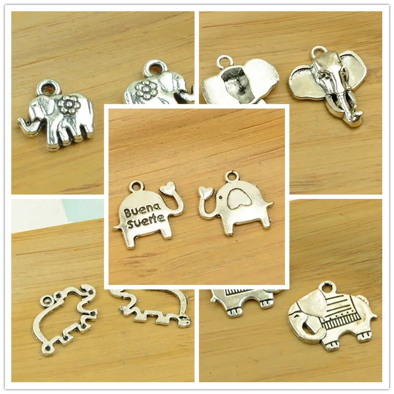 elephant alloy pendant charm 50-100pcs small size antique silver animal Thailand DIY jewerly accessories finding free shipping