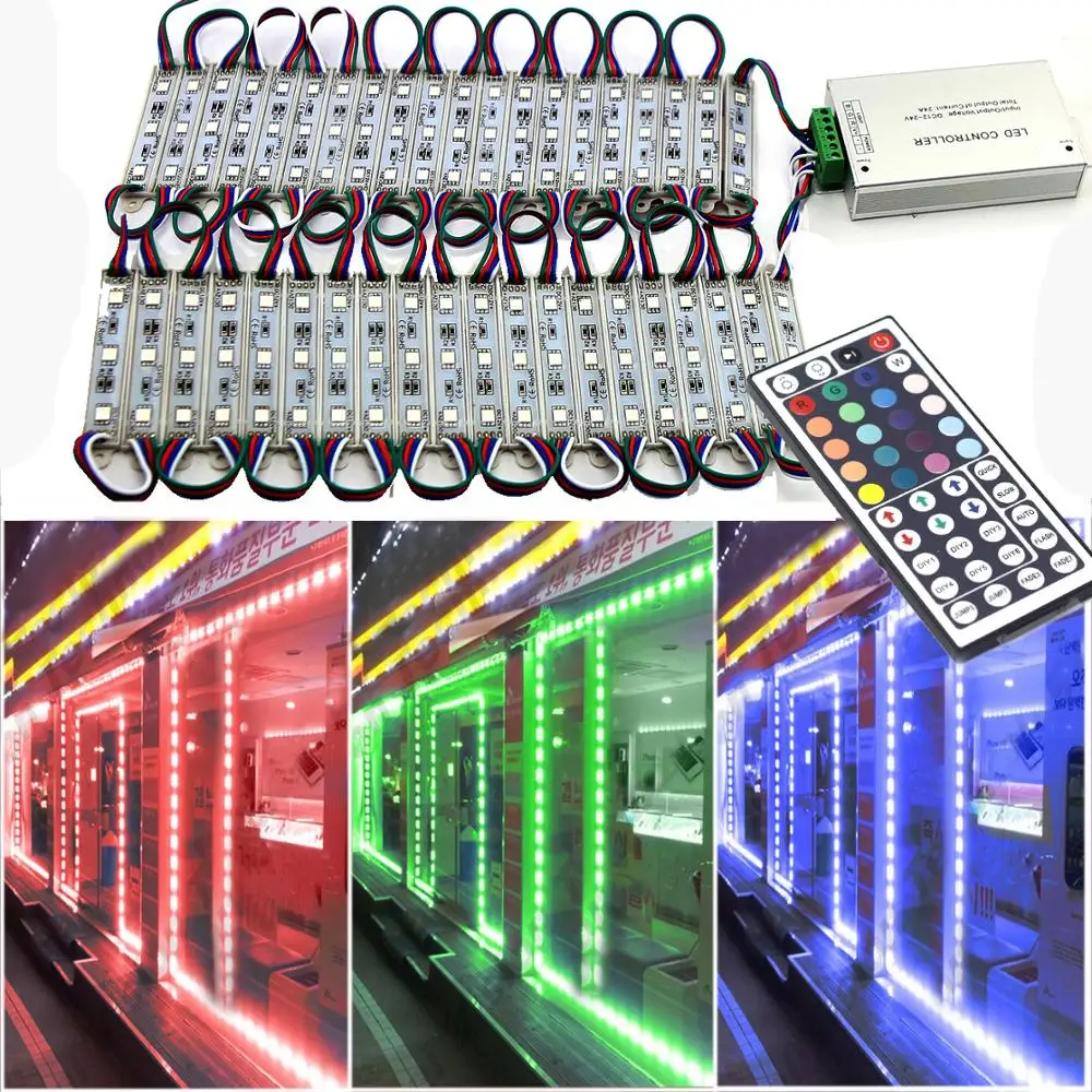 LED Modules Light RGB 5050 SMD 3Led DC12V Waterproof Advertising Sign Lights Store Window Strip Lamp Module Lights Kit RGB Color