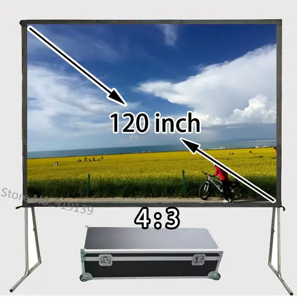 

HD Widescreen 96x72inch Viewing Range Fast Folding Projector Projection Screen With Carry Aluminum Casing