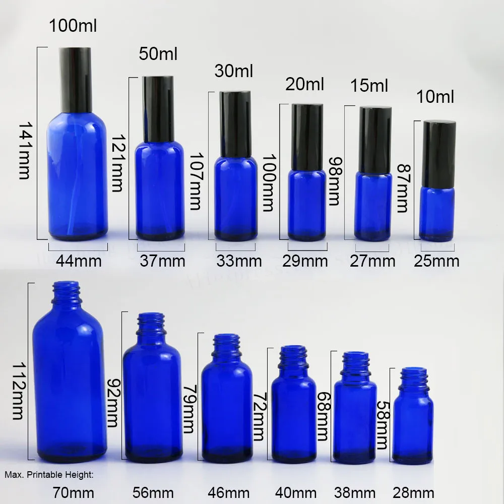 Cobalt Blue Glass Bottle With Aluminium Mist Sprayer Empty Travel Glass Parfum Bottle 100ML 50ML 30ML 20ML 15ML 10ML 200PCS