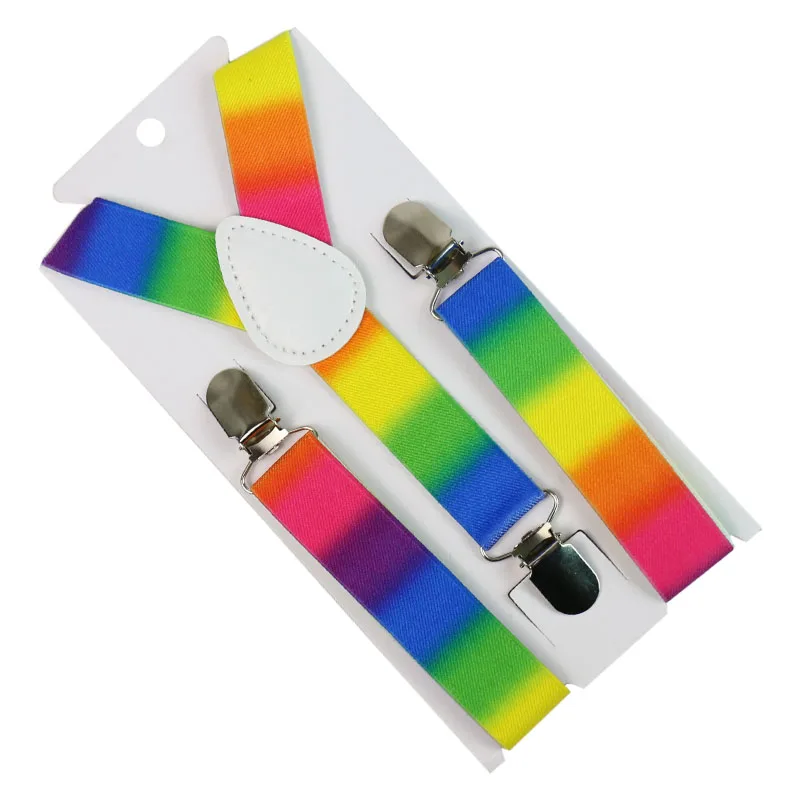 Rainbow Print Suspenders Baby Boys Girls Lovely Suspenders Clip-on Y-Back Braces Elastic Kids Suspenders Gift