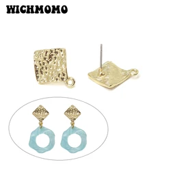2025 New 19*16mm 10pieces/bag Zinc Alloy Gold Rhombus Ripple Earring Base Connectors Linkers for DIY Earring Jewelry Accessories