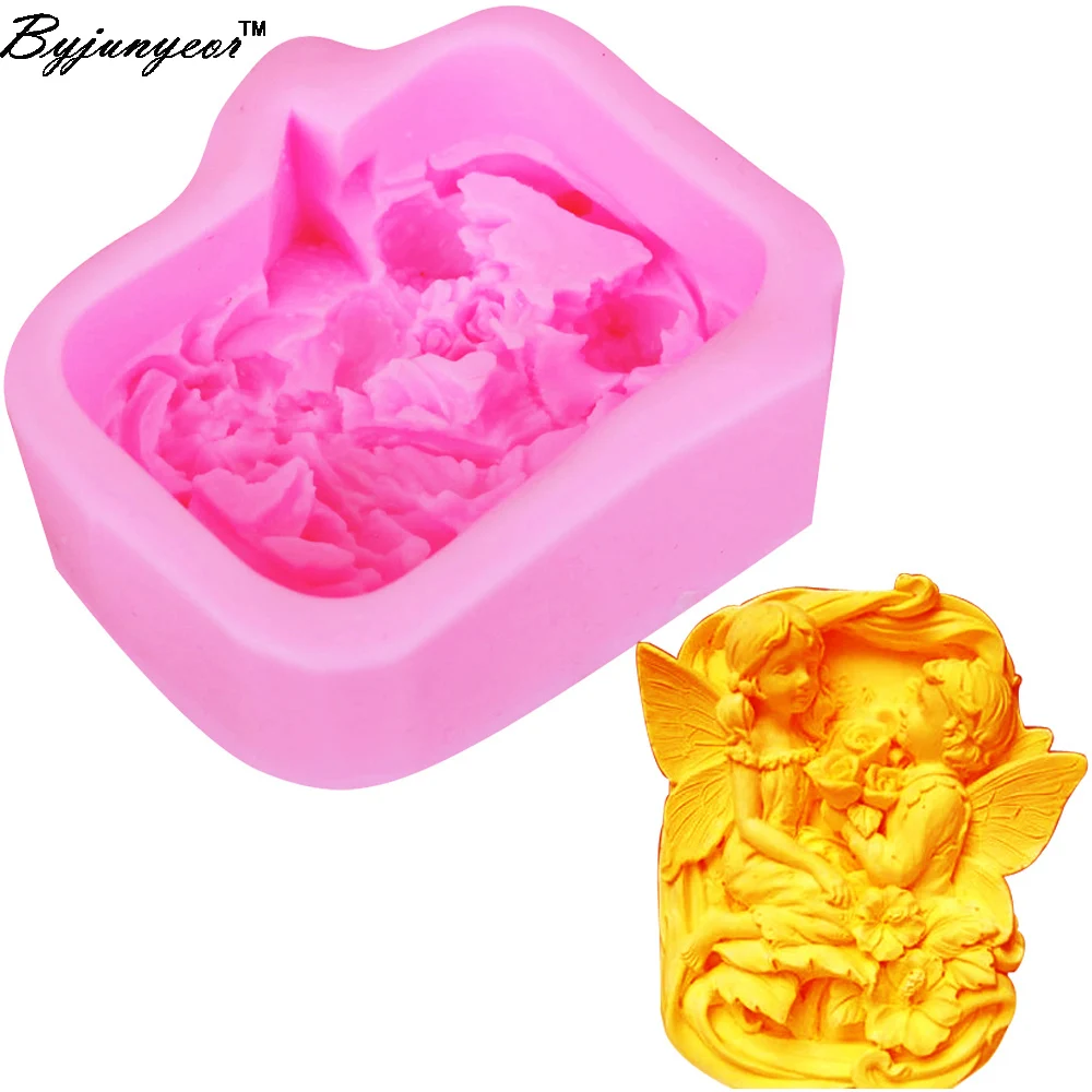 S045 Love Angels 3D Candle Soy Wax Mould Scented Soap Mold Handmade Silicone Molds Plaster Resin Clay Making Home Decoration Diy