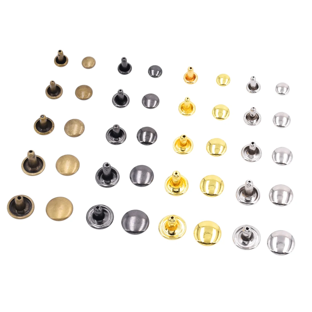 100set Sided Cap Rivet Tubular Metal Leather Craft Repairs Studs Punk Spike Decor