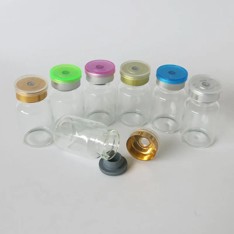 50pcs 10ml Clear Glass Bottles With Filp off Lid Injection Medicine Sample Vial & Rubber Stopper Experimental Test Liquid Bottle