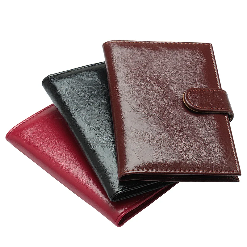 2019 New Oil Wax Retro Style Buckle pu leather card holder bag travel Built in RFID Blocking Protect personal information