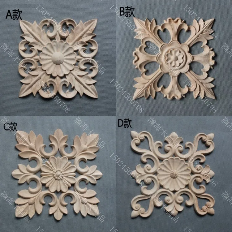 

Solid wood furniture fashion plants decoration loudiao square flower dongyang wood carving carved applique wood chip