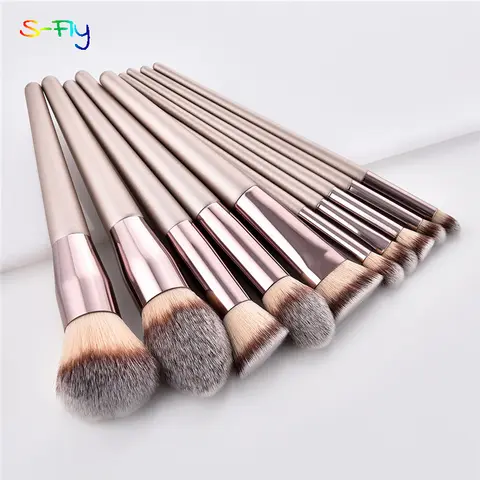 Champagne Makeup Brush Set 4/10 pcs S-Fly
