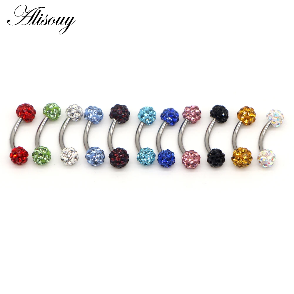 Alisouy 1Pc Disco Eyebrow Piercing Industrial Labret Bar Body Jewelry Stainless Steel Helix Piercing Ring Lip Curved Barbells
