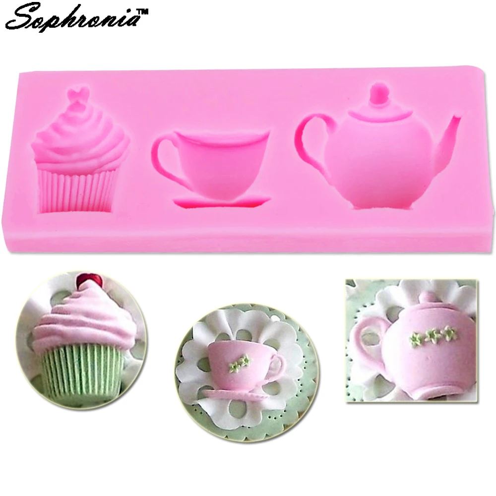 

Sophronia M690 Teapot Cup Ice Cream Shape Styling Cake Decorating Baking Tools Chocolate Candy Jello Silicone Cake Mold Mould