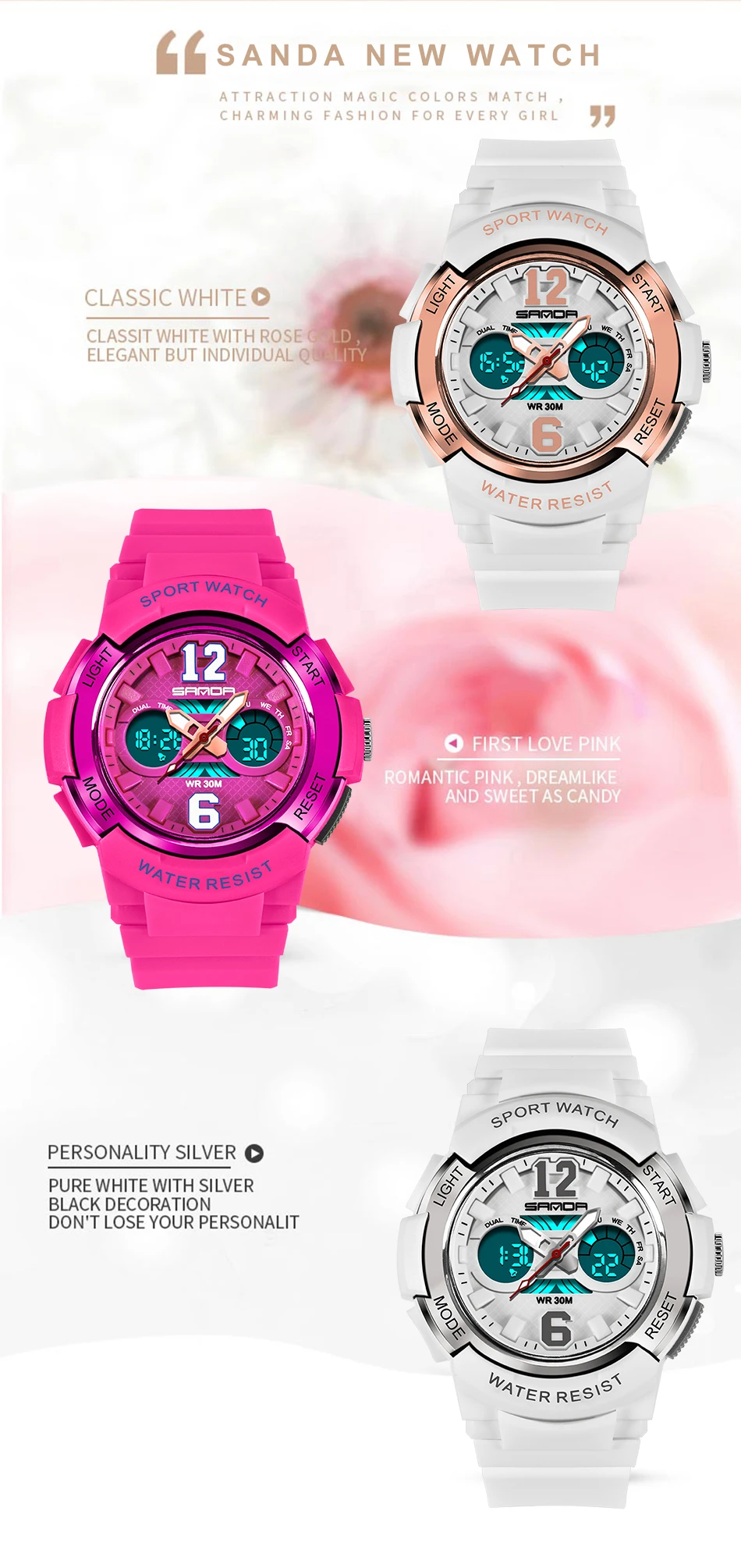 Women's LED Digital Sports Watch description 2