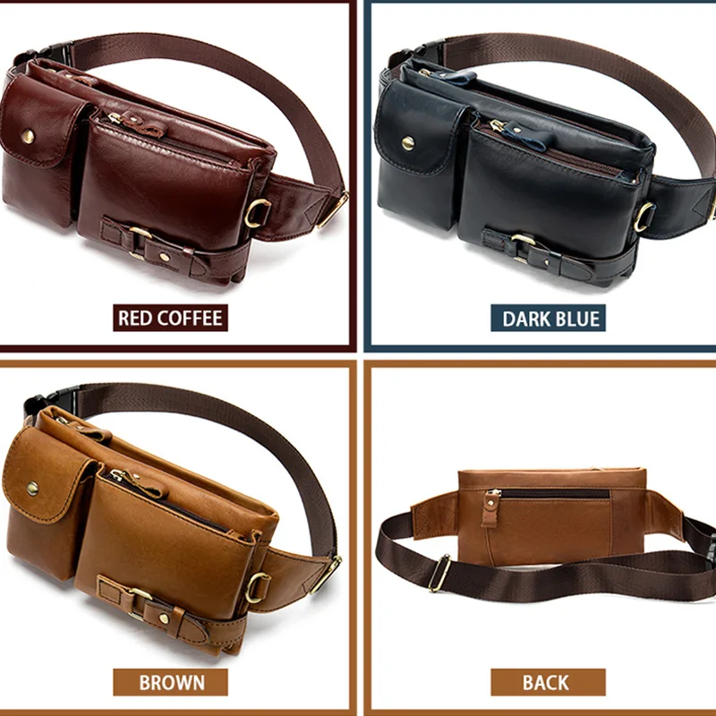 WESTAL Men Belt Bag Men's Waist Bags Genuine Leather Male Fanny Pack Leather Money Phone Pouch Bag Hip Men's Shoulder Bags 9080