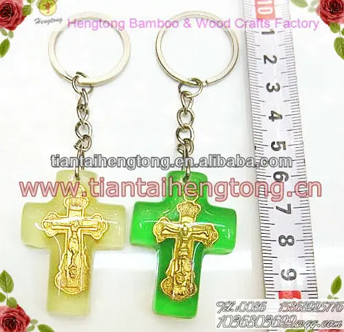 resin catholic cross keychain,resin crucifix keyring,promotional keyring