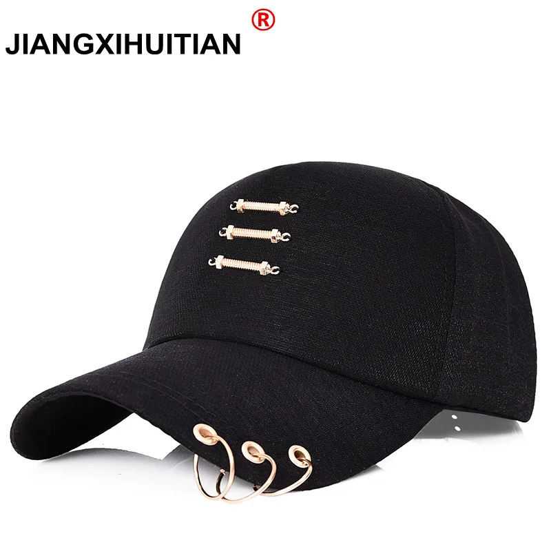 Gorra de béisbol con anillo de hierro para hombre y mujer, gorro de béisbol con anillo de hierro, Color dorado, Snapback, Hip Hop, Kpop