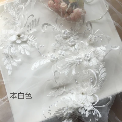 Handgefertigte Perlen 3D Hochzeitskleid-Applikation, DIY Braut-Kopfschmuck, Spitzenkragen, Stoffaufnäher, RS1780 – Detail 3