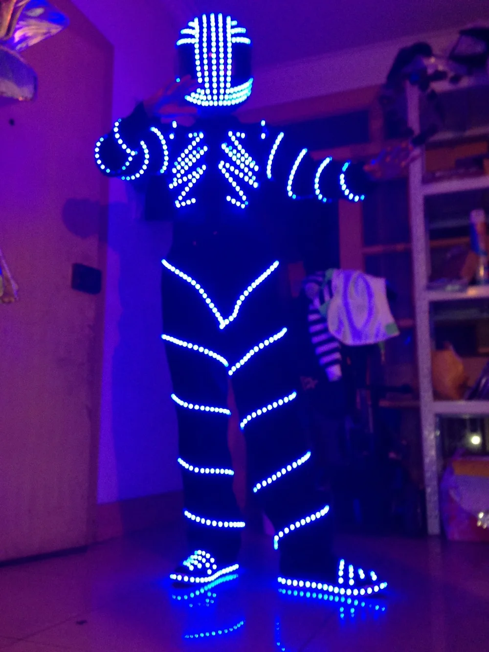 New Design LED Dance Costume Clothing Light Suits LED Luminous David Quetta Kryoman Robot Suits Event  Party Supplies