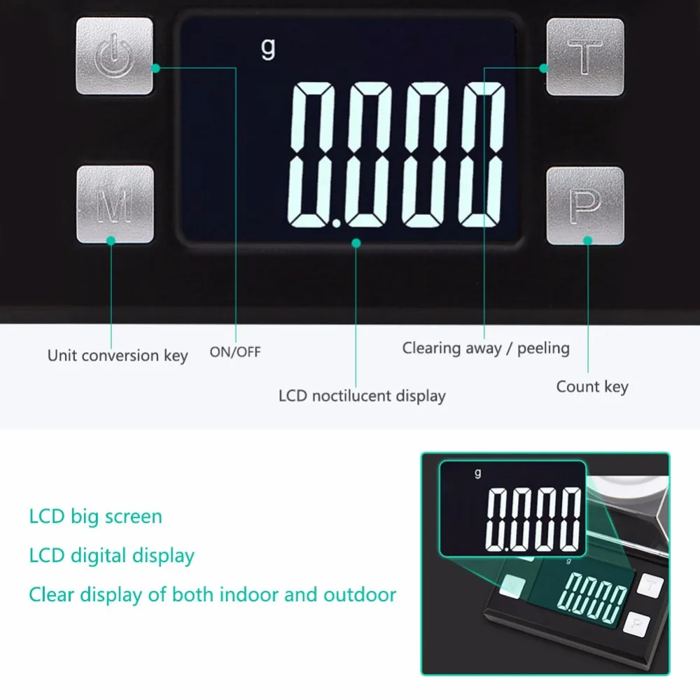 Yieryi LCD Digital 0.001g Jewelry Called High-precision Portable Medicine Laboratory Weight Milligram Electronic Scale