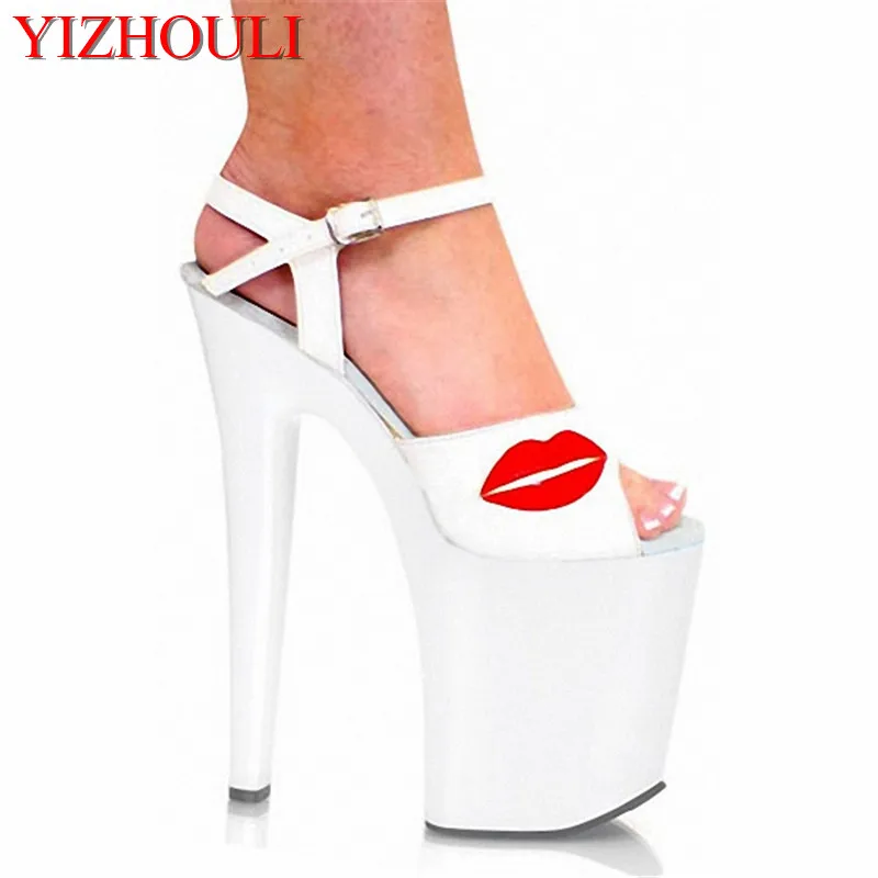 

20 cm high heel sandals, sexy club heels, 8 inch open toe stage white women's wedding banquet sandals