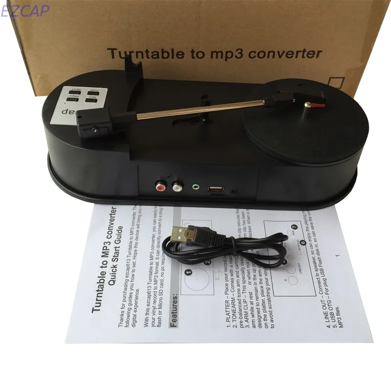 3.5mm USB 2.0 Mini Phonograph Turntable Record Audio Player Vinyl Turntable to MP3/WAV/CD Converter Support 33/45PRM Function