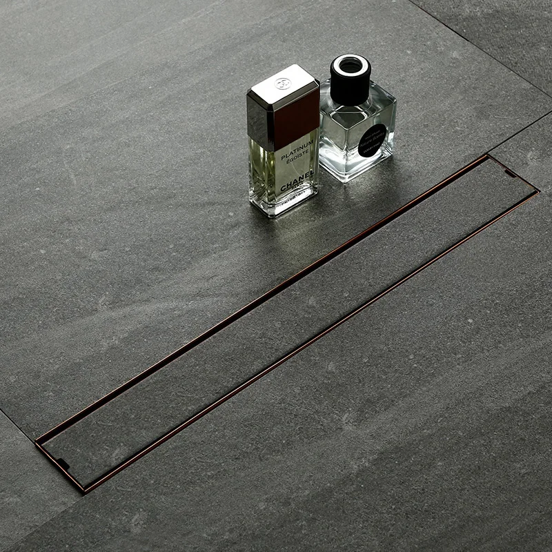 Smesiteli-Ralo Retangular para Banheiro, Linear Tile Insert, Rosa Dourado, Anti-Odor, Floor Insert, 800mm, 900mm, 1000mm