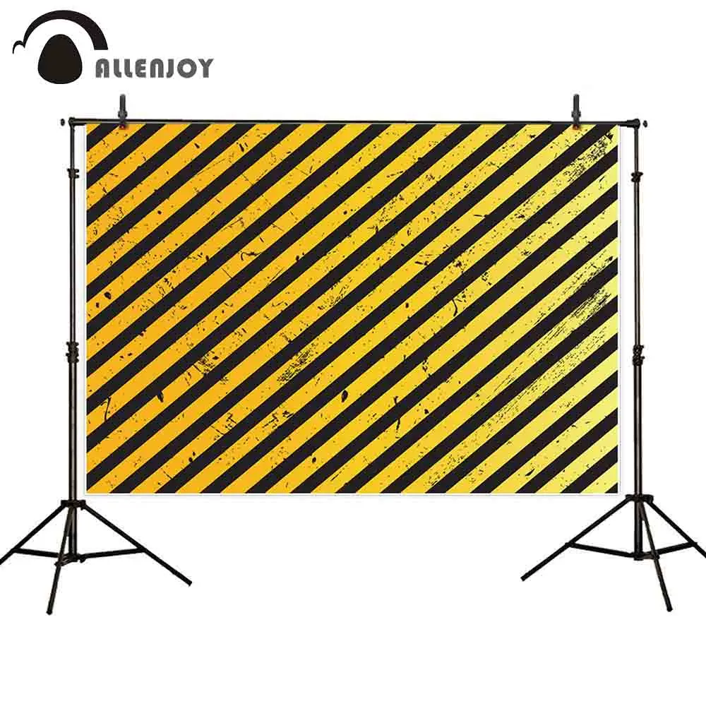 Allenjoy photophone background for photo Black yellow diagonal stripes construction kinder birthday party photography backdrop