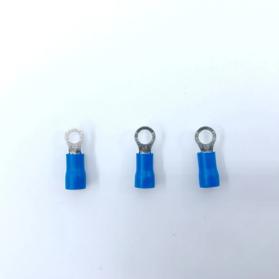 Ring Insulated Connector Terminal Block 100PCS RV2-6 Blue Cable Wire Electrical Crimp Terminator A.W.G 16-14 Cap