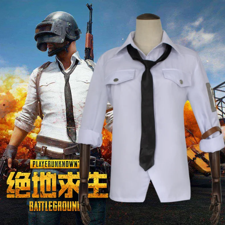 PUBG PLAYERUNKNOWNS BATTLEGROUNDS Cos  White Shirt Tops Cosplay Costume Anime Christmas Party Halloween Costume For Men