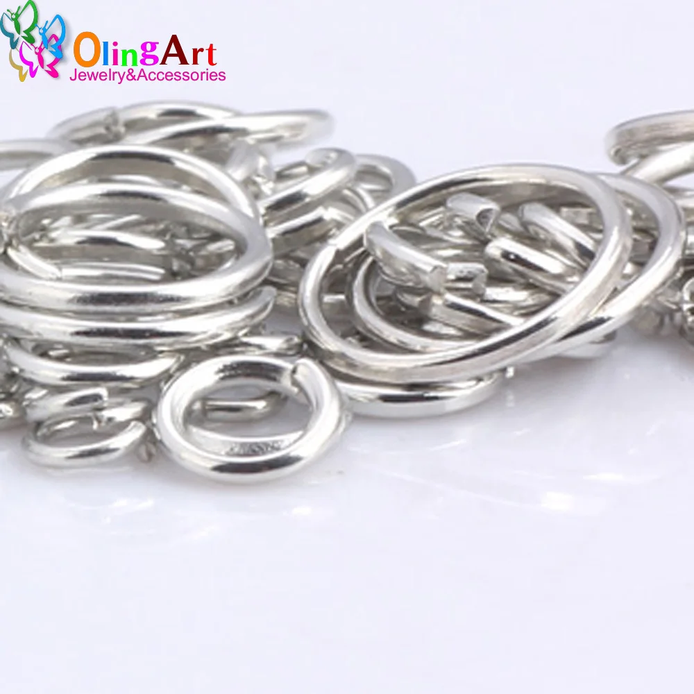 OlingArt Rhodium plating Jump Ring 6mm/8mm/9mm/10mm/12mm link loop Mixed size DIY Jewelry making Connector Wire diameter 1.0MM