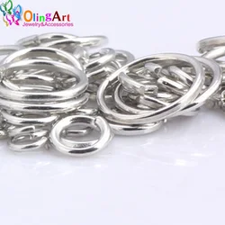 OlingArt Rhodium Plating Jump Ring 6mm/8mm/9mm/10mm/12mm link loop Mixed size DIY Jewelry making Connector Wire diameter 1.0MM