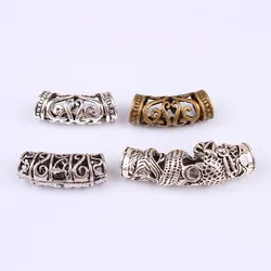 5PCS African Hair Braid Copper Tube Metal Hollow Hair Ring Dread Bead Dreadlock Cuffs Jewelry Decoration Accessories Gold Silver
