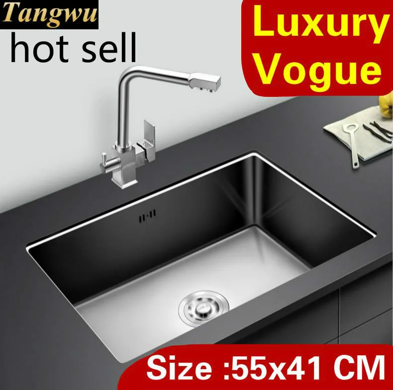 

Free shipping Home small kitchen manual sink single trough common wash vegetables 304 stainless steel hot sell luxury 55x41 CM