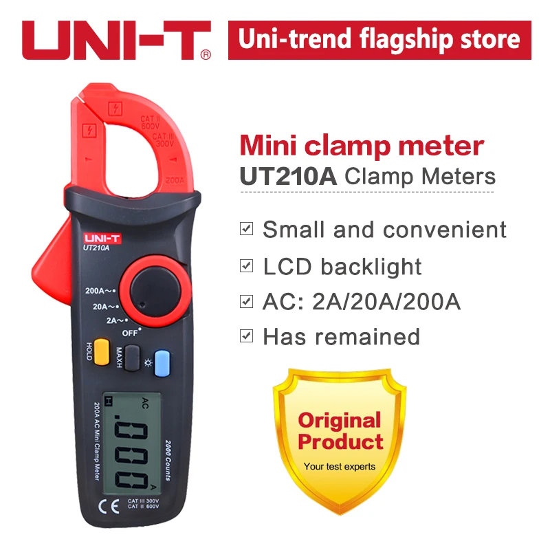 UNI-T UT210A UT210B Manuale Gamma Digital Clamp Meter Corrente AC 200A 1999 Conte Amperometro Retroilluminazione LCD Amp Tester