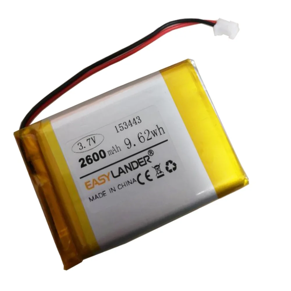 Baterai polimer Lithium Li-ion untuk Tablet, Bank daya buku elektronik 153443 3.7V 2600mAh dapat diisi ulang