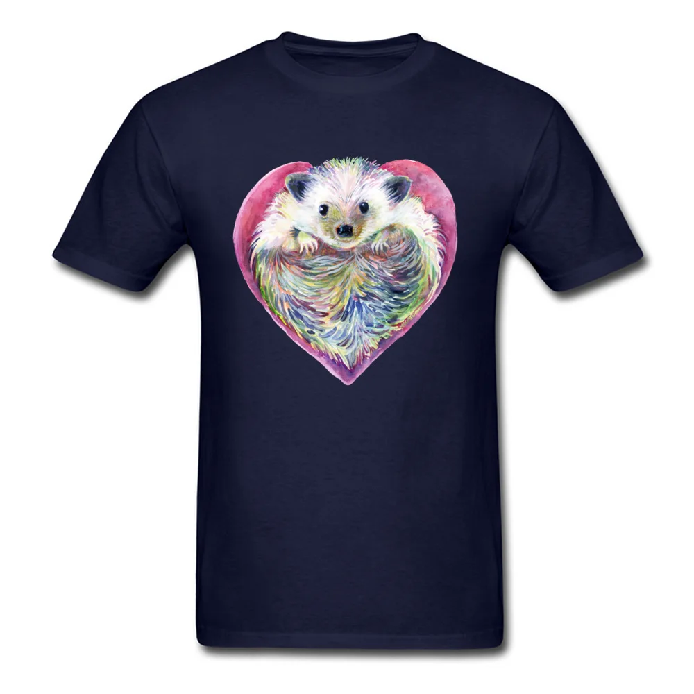 HedgeHog Heart T-shirt Men T Shirt Valentines Gift Tshirt Woman Cuteness Clothes Kawaii Cartoon Tops Tees Cotton Fabric Black