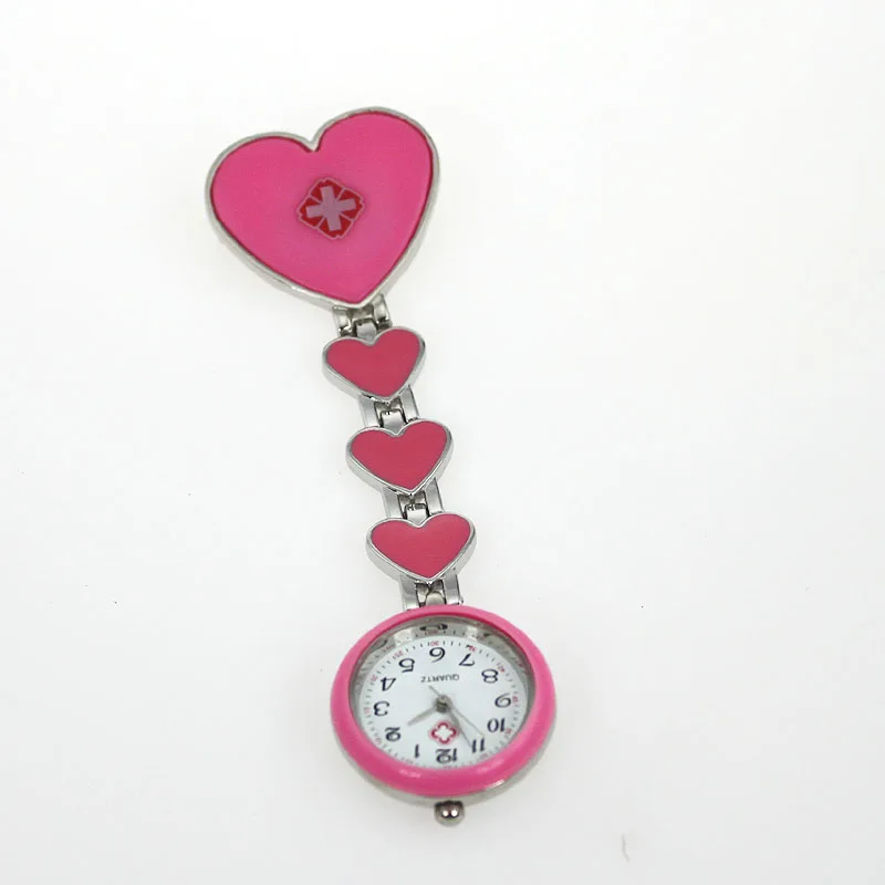 

10pcs Mixed Color New Hot Popular Fob Heart Nurse Fob Watch Brooch Pocket Quartz Watch Wholesale 5Colors GL13MT