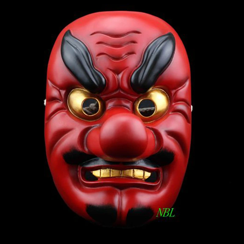 

Horror Red Tengu Long Nose Mask Halloween Japanese Tokyo Ghoul Buddhism Noh Dog Grisly Drama Samurai Party Props Resin Masks