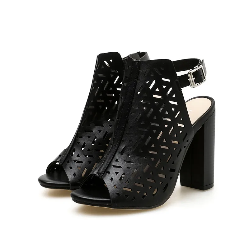 Spring Autumn Women Sandals Gladiator High Heels Strap Pumps Buckle Strap Shoes Fashion Ladies Shoes Black brown