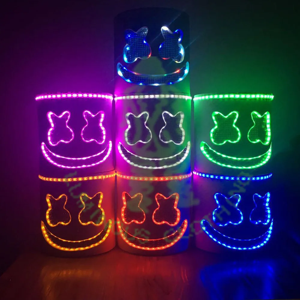 

Classical Cosplay DJ Music Masks LED Light DJ Hat Disco Bar Party Props Halloween Cosplay LED Luminous Full Head Helmet