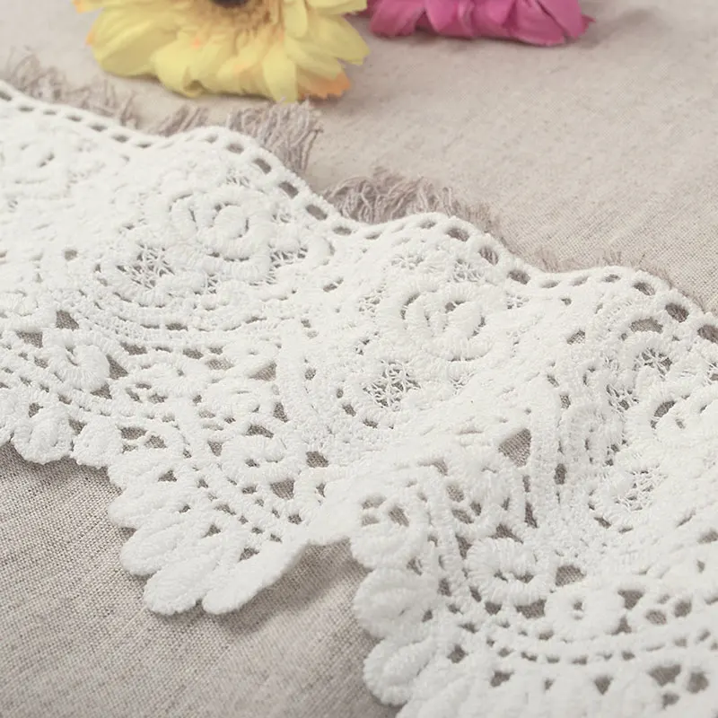 YAYA HOUSE fabric spitzenband nigerian lace fabric mochila cuerdas francais 100% Cotton Lace Embroidered Water Soluble Lace 