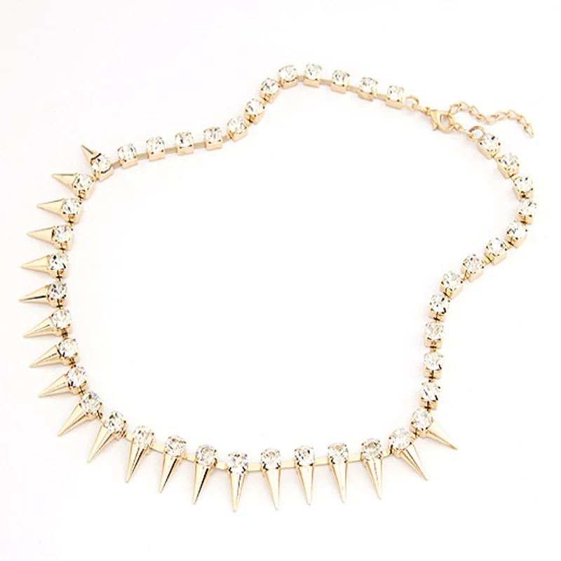 Necklace female short design luxury punk accessories rivet rhinestone necklace chain necklace #N054