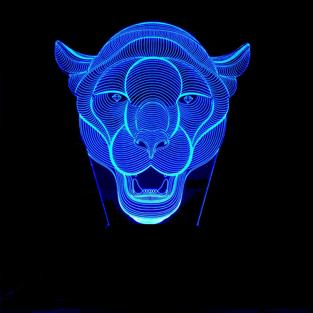 Lioness Head Colorful 3d Lamp Acrylic Vision Stereo3d Touch Creative Table Lamp Factory wholesale Children's room Deco Lamps