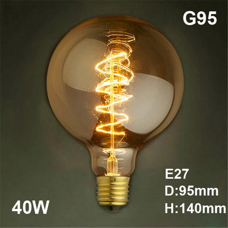 

Vintage Edison Bulbs G95 220V E27 Bulbs spiral style 40W Filament Retro Edison Light For Pendant Lamp Decoration