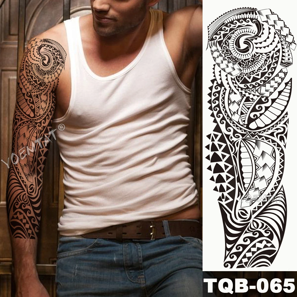 Large Arm Sleeve Tattoo Sketch Lion Tiger Waterproof Temporary Tatoo Sticker Wild Fierce Animal Men Full Bird Totem Tatto