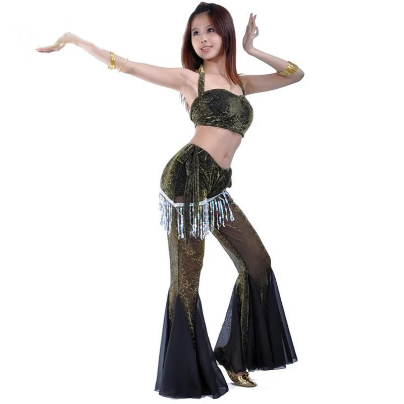 Original Belly dance costumes sexy gauze sleeves top+gauze pants for women belly dance costume set 10 colors