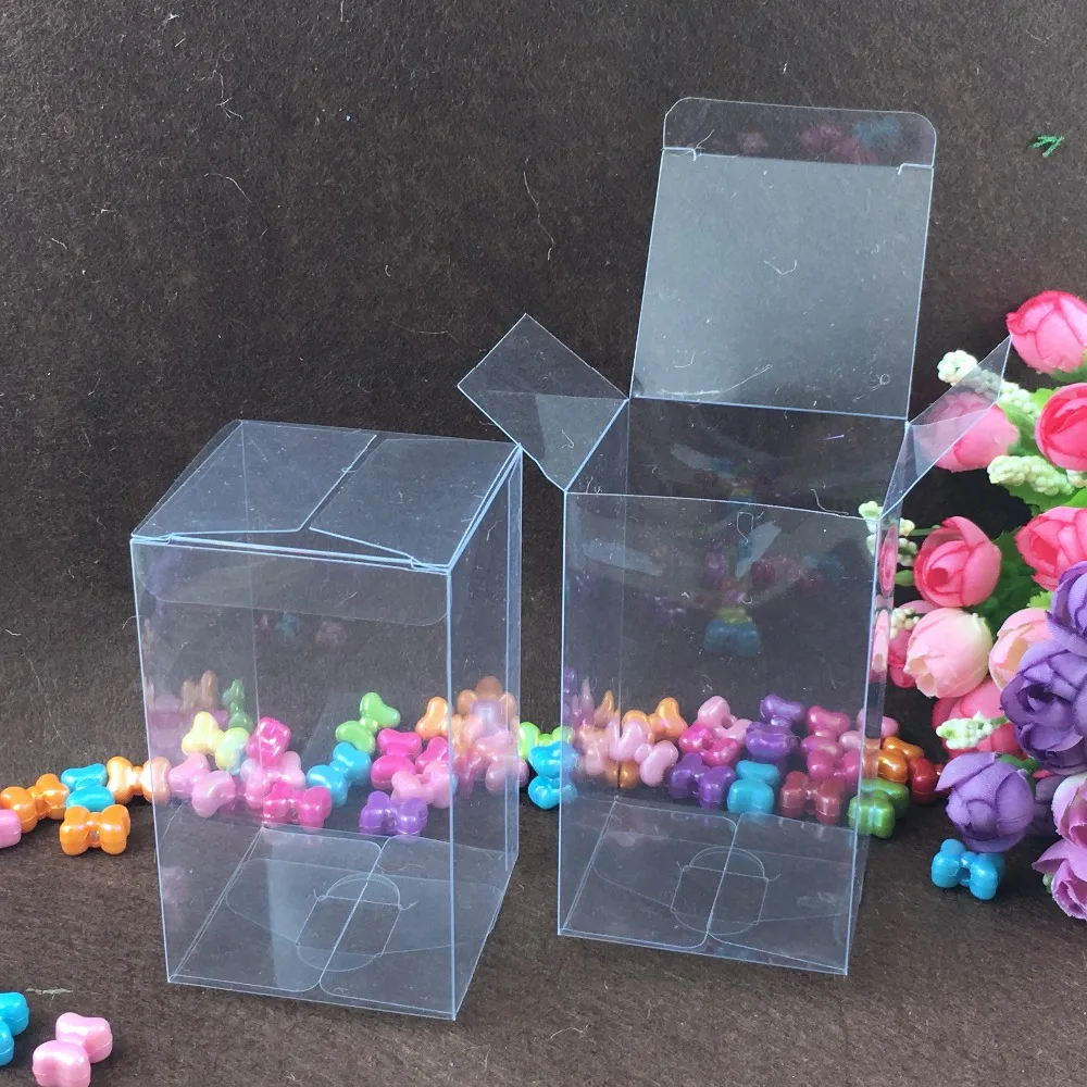 3*3*12cm 50pcs clear plastic pvc boxes schachtel transparent box for candy/wedding gift jewelry display packaging boxes