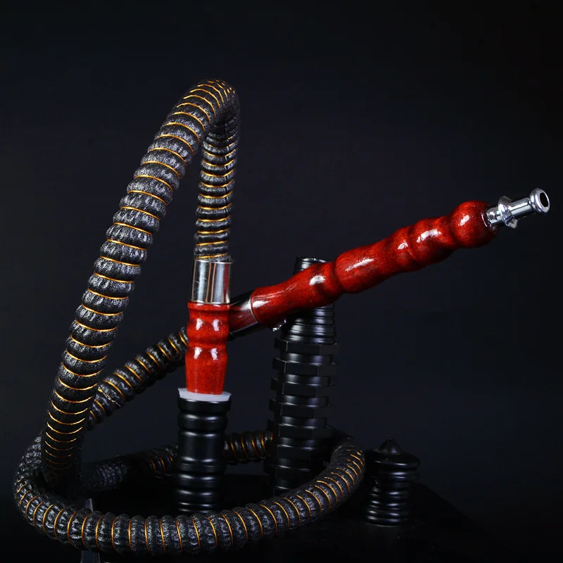 Arab Hookah Shisha Hose With Wooden Stem&Silicone Pipe Sheesha Narguile Shisha Hookah Hose Total 1M Long