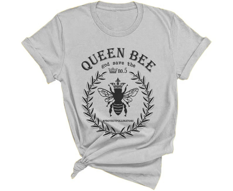 Queen Bees T-Shirt Save the queen bees Slogan Casual beekeeping Tee Stylish Cotton Queen Bees Graphic aesthetic tumblr quote top