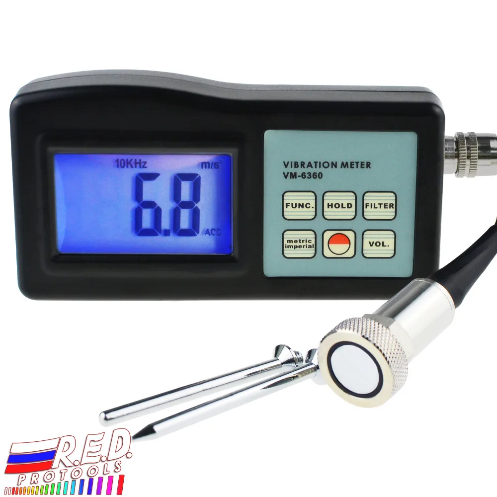 Digital Vibration Meter Vibrometer Gauge Tester Analyzer 10Hz-10kHz Measures Acceleration Velocity Displacement RPM Frequency